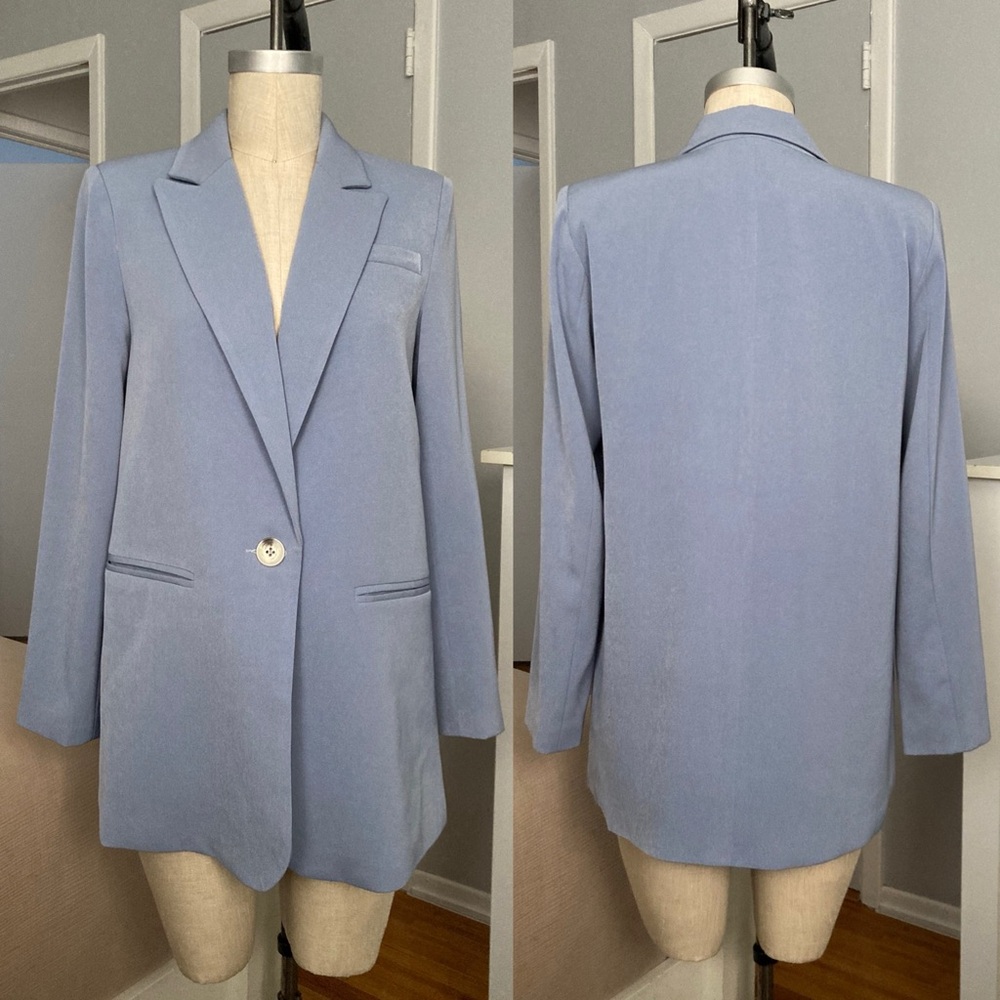 Womens YAS oversized blazer in blue in size S